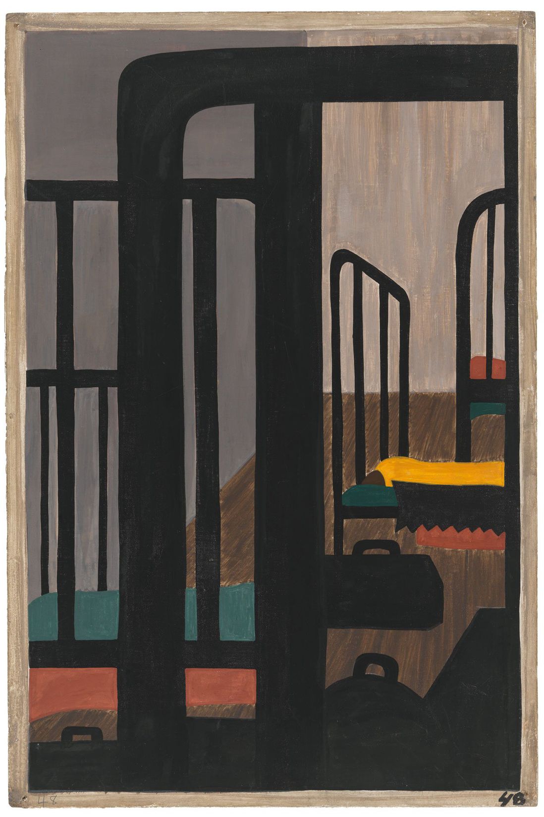 Jacob Lawrence. The Migration Series. 1940-41. Panel 48: "Housing for the Negroes was a very difficult problem." (The Jacob and Gwendolyn Knight Lawrence Foundation, Seattle / Artists Rights Society (ARS), New York)